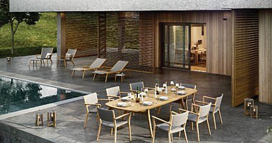 Royal Botania nieuwe luxe duurzaam tuinmeubilair tuinmeubels poolhouse design tuinmeubelen duurzame merken Belgisch merk meubelspecialist duurzaam ondernemen materiaal productie thailand werkomgeving tuinen tuininspiratie tuindesign outdoor living outdoor design architectuur tips tuinstoelen teak hout houten meubelen bomen planten green forest plantation co magazine tijdschrift Chic Gardens