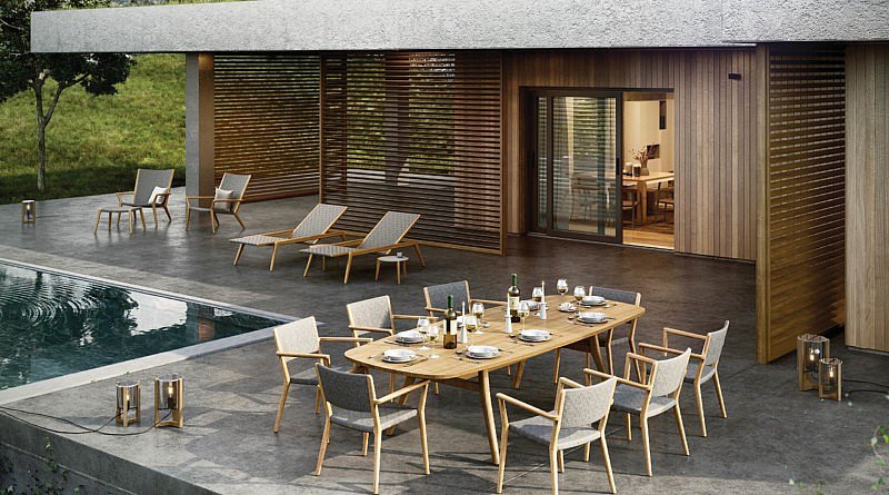 Royal Botania nieuwe luxe duurzaam tuinmeubilair tuinmeubels poolhouse design tuinmeubelen duurzame merken Belgisch merk meubelspecialist duurzaam ondernemen materiaal productie thailand werkomgeving tuinen tuininspiratie tuindesign outdoor living outdoor design architectuur tips tuinstoelen teak hout houten meubelen bomen planten green forest plantation co magazine tijdschrift Chic Gardens