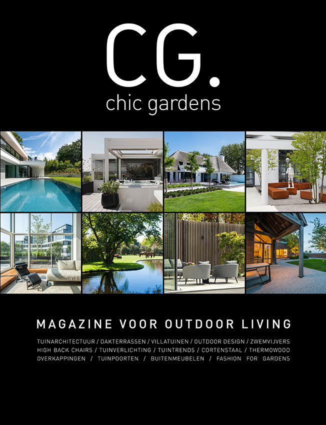 Chic Gardens najaar 2020 nieuw magazine outdoor living trends buitenruimte tuinarchitectuur dakterrassen villatuinen exclusieve tuinen luxe design lifestyle zwemvijvers zwembaden high back chairs buitenmeubelen tuinmeubilair tuinverlichting terrasaccessoires cortenstaal thermowood overkappingen tuinpoorten fashion for gardens tuinprojecten tuinarchitecten tuininpspiratie tips beleving buitenleven tuinontwerp tuinaanleg tuininrichting tuinaankleding tuintrends nu verkrijgbaar nu te koop ligt nu in de winkels