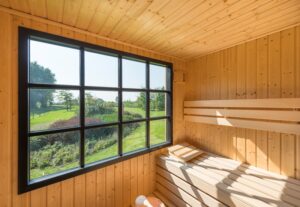 Wellnesstuin door Bos Zwembaden chic gardens belgisch magazine voor outdoor living en outdoor design zwembad don hoveniers exclusieve tuinen luxe wellness zwembad aanleg sauna buitendouche info tips tuininspiratie tuinarchitectuur tuininrichting lifestyle buitenmeubelen