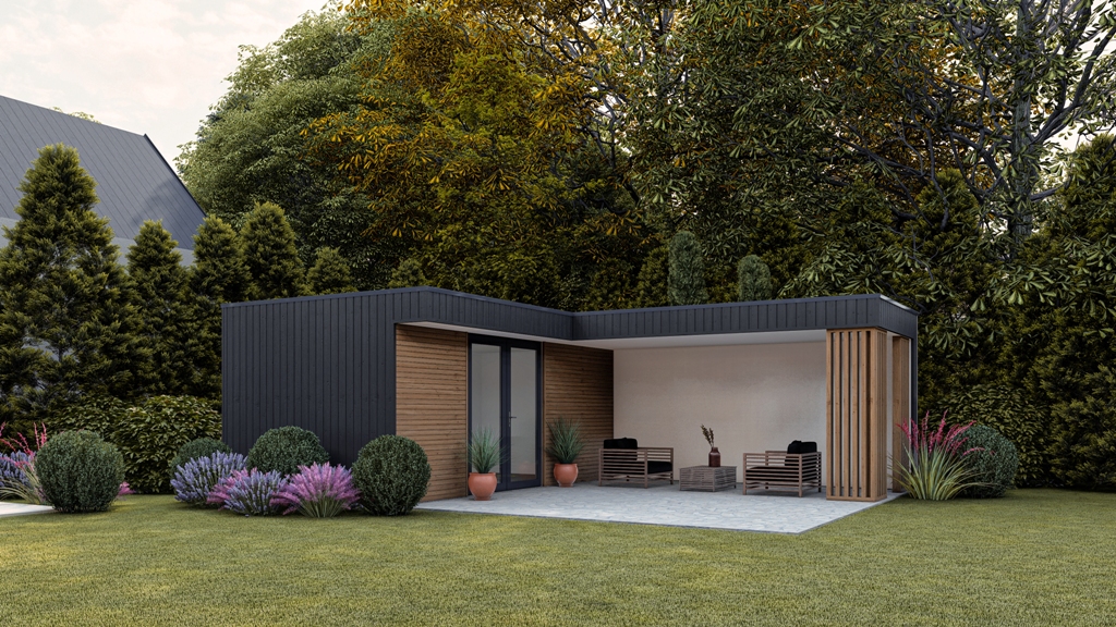 Bergerol bijgebouwd of poolhouse uit het Deco Design gamma van Chalet Center.