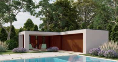 Poolhouse Deluc van Chalet Center, met Crepi wandbekleding, in moderne stijl uit de Future lijn.