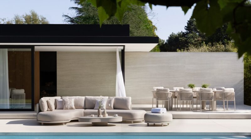 Lomano lounge en Organo tuintafel en tuinstoelen van Exterioo