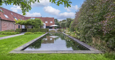 In deze weelderige tuin in Boutersem ontbrak een waterpartij, vonden de eigenaars. Tuinwerken Willemsens tekende hier een zwemvijver met een rechthoekige zwemzone - waar je vlot baantjes kan trekken - en een filterzone in vrije, organische vorm met onder meer waterlelies. De zwemvijver vormt de blikvanger van de tuin.