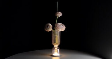 Bij Lyxo spotten we deze asymmetrische zandloper Alba. Hij doet dienst als vaas of cache-pot en is evenzeer een mooie lamp op tafel.